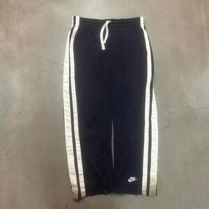 Y2K Nike men's blue white stripe distressed track pants baggy loose open leg L